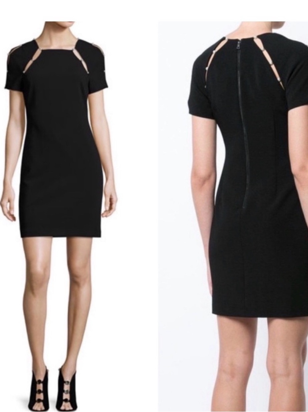 Alice + Olivia Stacey Bendet Black Pearl Cutout Mini Dress Size 0 NWT